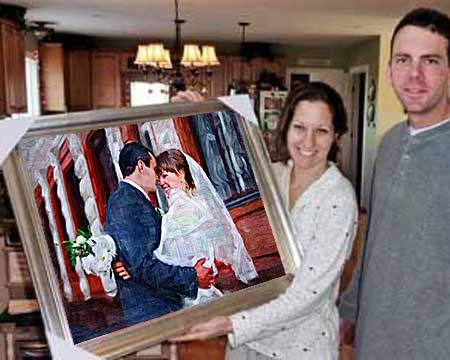 5th anniversary gift ideas, wife, husband, Framed painting from wedding day photo