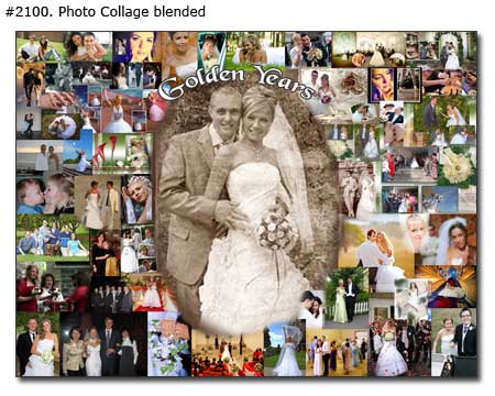 Custom Parents 50 years life story collage from one old mom and dad wedding picture and 56 family pictures of children and relatives
