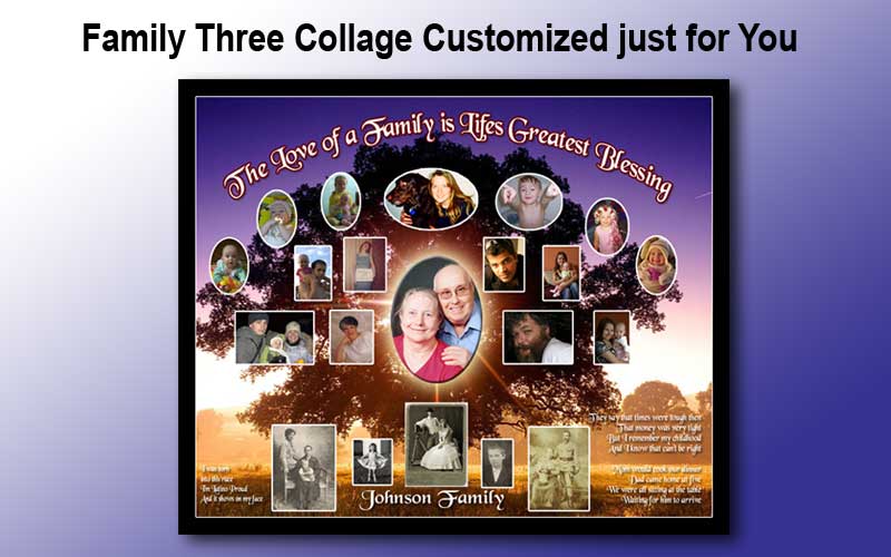 Family history collage for your mother and father with anniversary sayings