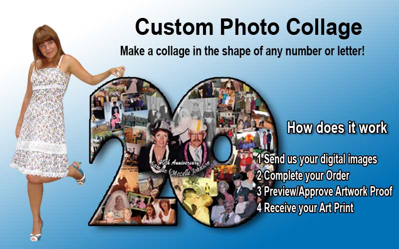 Happy 20th Parents Wedding anniversary collage in the shape of any number or letter