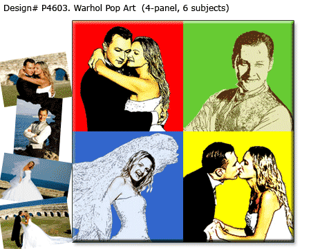 Happy 6th anniversary gift to wife from husband – personalized 4 panels Warhol inspiration pop art from 4 pictures