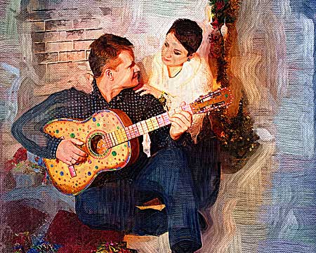Personalized Portrait Painting of Couple, Husband & Wife