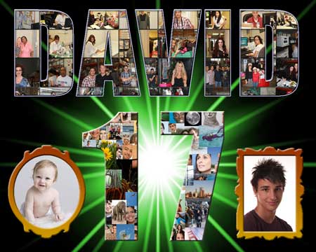 David 17th Birthday, Custom Any Names, Age and Words Photo Collage for gift