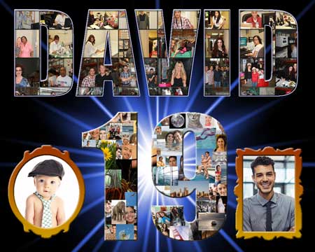 David 19th Birthday, Custom Any Names, Age and Words Photo Collage for gift