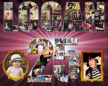 Logan 25th Birthday, Custom Any Names, Age and Words Photo Collage for gift