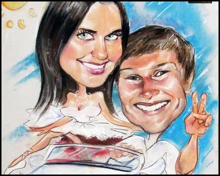 Drawing Personalized 30th Birthday Cartoon From Photo of couples