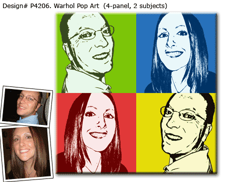 Personalized 25x30 Pop Art poster from brother-sister photos in Warhol and Lichtenstein inspired style