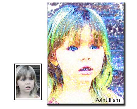 Pointillism painting Children Portrait