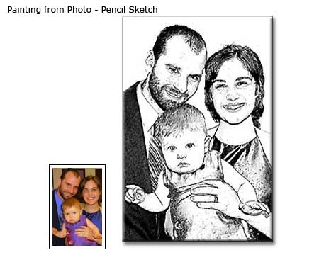 Pencil Sketch Family Portrait Drawing
