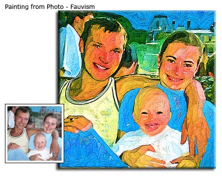 Painting Family Portrait mother, father, baby