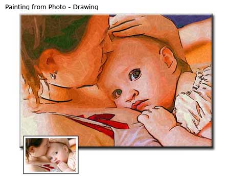 Mother and baby girl, Portrait Drawing portrait