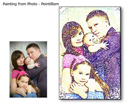 Pointillism Painting Family Portrait