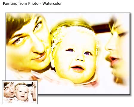Watercolor Painting Family Portrait from photo to canvas