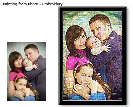 Parents and two kids, custom painting family portrait on canvas