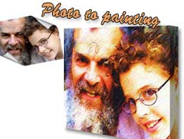 Grandfather and me photo to canvas painting