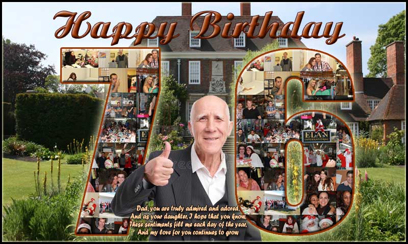 76th birthday Modern photo collage in shape number 76