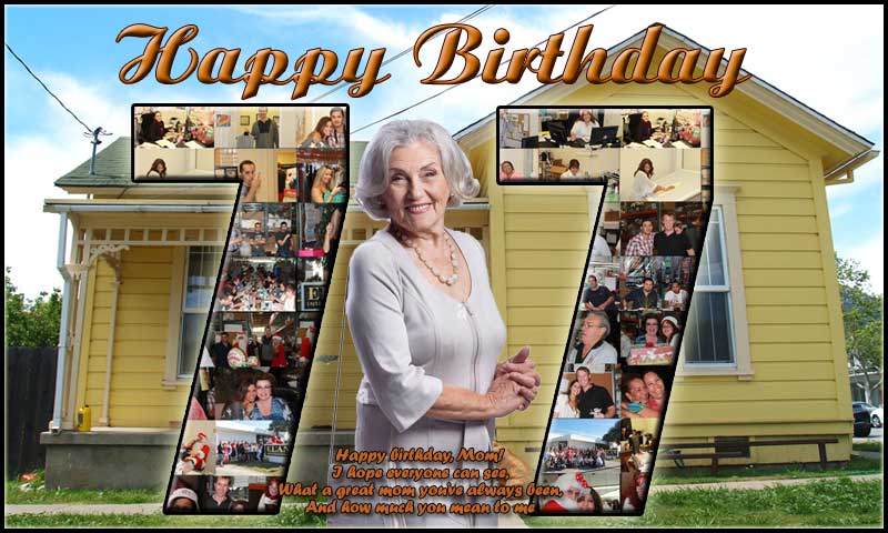 77th birthday photo collage ideas in shape number 77