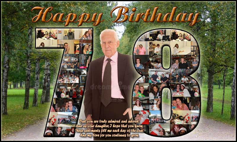 78th birthday gorgeous photo collage blend in shape number 78
