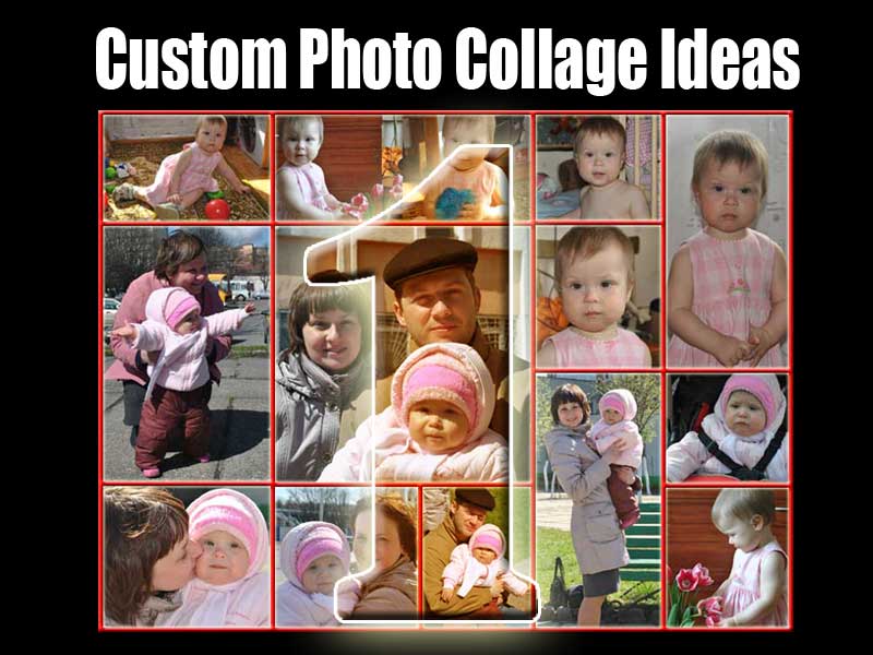 1st b-day pic collage from baby girl and parent’s pictures