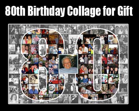 80th Mother birthday photo collage, canvas print