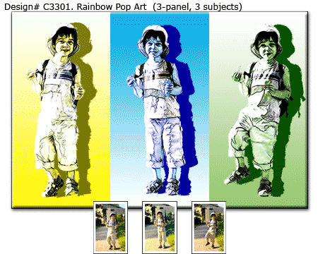 3-panel Rainbowl Style Pop Art Portrait of Children