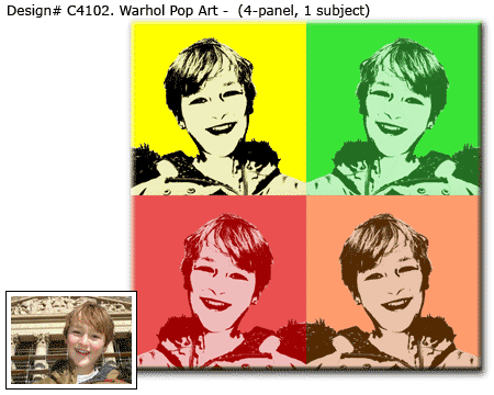 Digital pop art portrait of child in in four squares