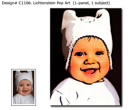 Pop art portrait based on a photo of a child on a dark background