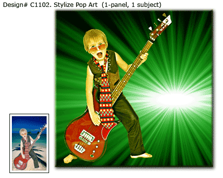 Boy with guitar portrait in pop art style