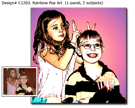 Custom Rainbow Pop Art Kids Portrait from Photo