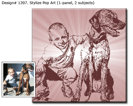 1-panel Stylize Pop Art Boy and Dog Portrait
