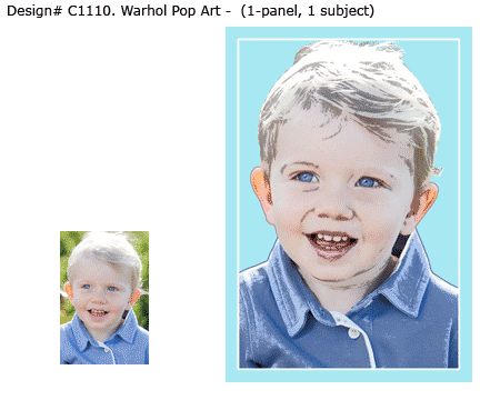 1-panel Warhol Style Pop Art Kid Portrait