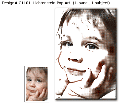 Children portrait in Roy Lichtenstein inspired Pop Art