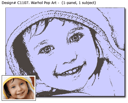 One panel pop art portrait of Child in Andy Warhol style
