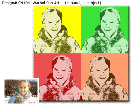 Custom 4 panels Warhol style portrait of girl