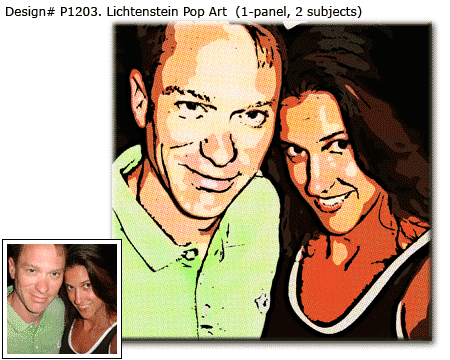 Couple portrait in Lichtenstein pop art