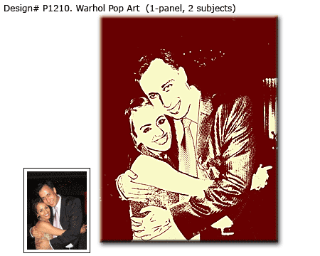 1-panel Warhol Style Pop Art Couple Portrait