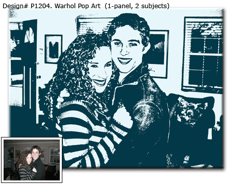 1-panel Warhol Style Pop Art Portrait of Couple