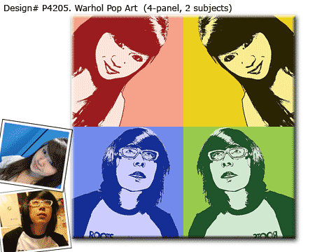 4-panel Warhol Style Pop Art girlfriend boyfriend Portrait