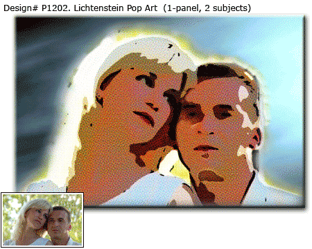 1-panel Lichtenstein Style Pop Art Couple Portrait