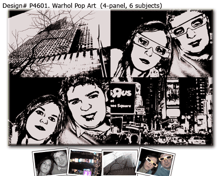 Personalized Andy Warhol 4-panel inspired Pop Art Portrait of boyfriend and girlfriend