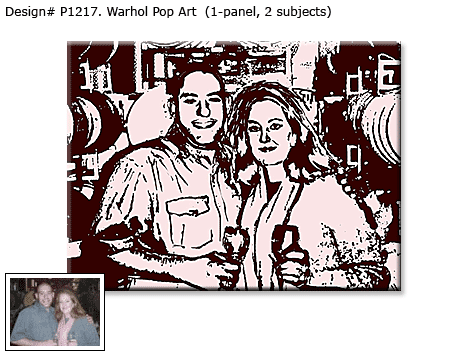 Custom Andy Warhol 1-panel pop art portrait of couple