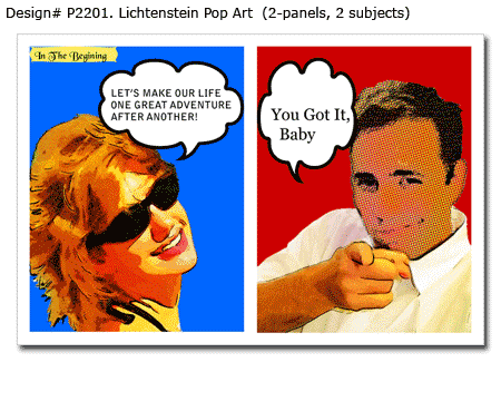 Roy Lichtenstein 2 panel comic Pop Art Portrait of couple