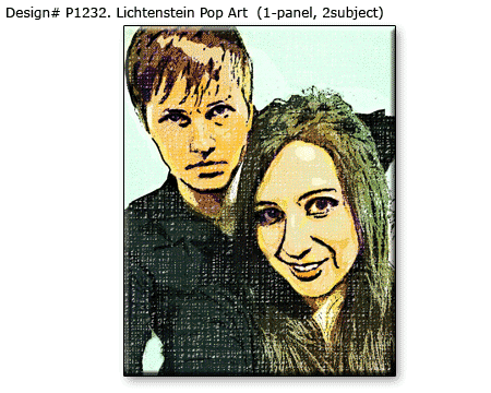 Couple Design# P1232 Lichtenstein Pop Art 1-panel, 2 subjects