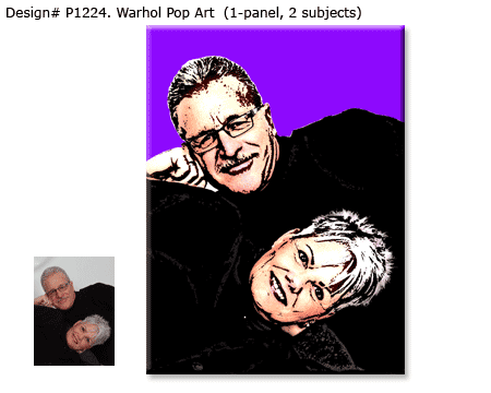 Wife husband pop art portrait on a bright lilac color background