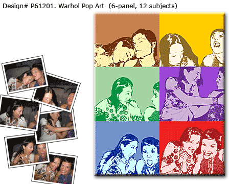 6-panel Warhol Style Pop Art Girls Portrait