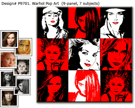 9-panel Warhol Style Pop Art Girls Portrait from Photo