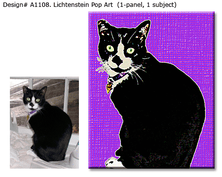 Custom Lichtenstein Pop Art Portrait of Cat