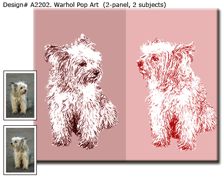 Warhol 2 panel Pop Art Dogs Portrait