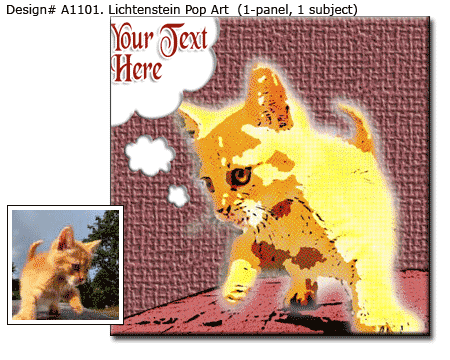 1-panel Lichtenstein Style Pop Art Cat Portrait