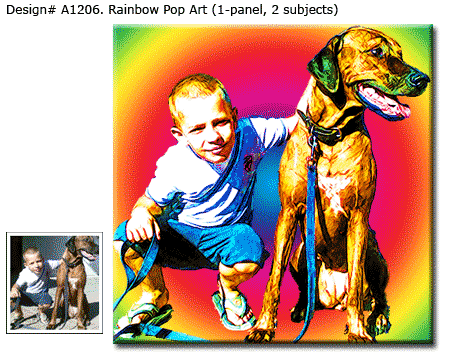 Rainbow Pop Art Portrait of Boy and Dog